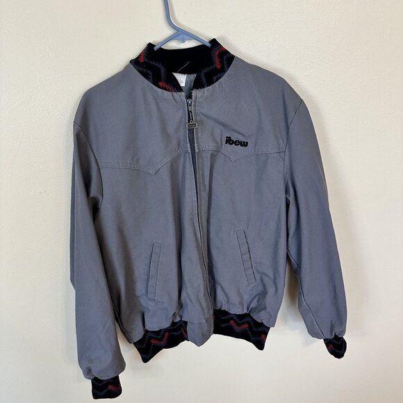 Jow Other - Vintage Mens Grey Arizona Bomber Jacket Canvas Embroidered Kachina XL